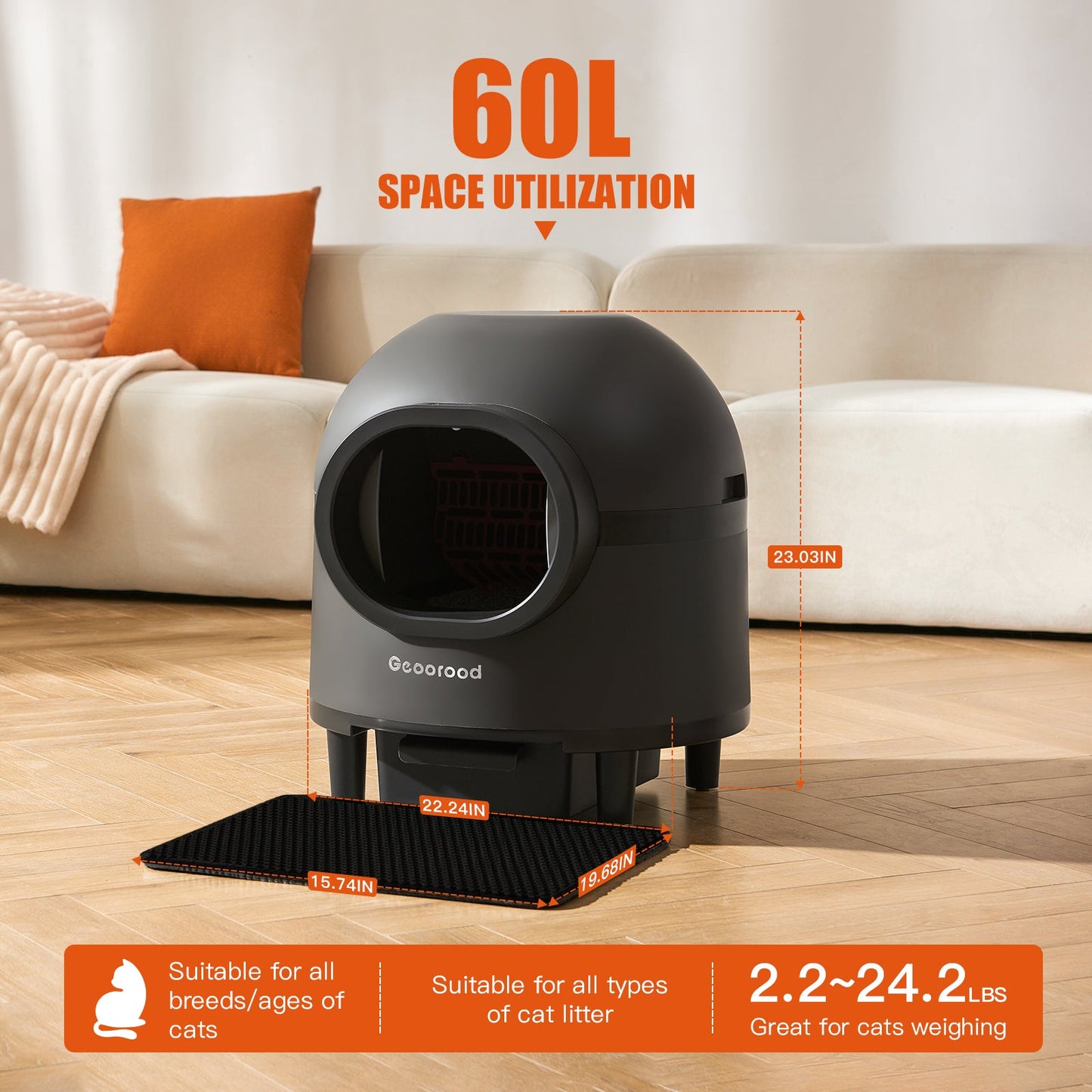 PET CAT LITTER BOX WITH APP CONTROL
