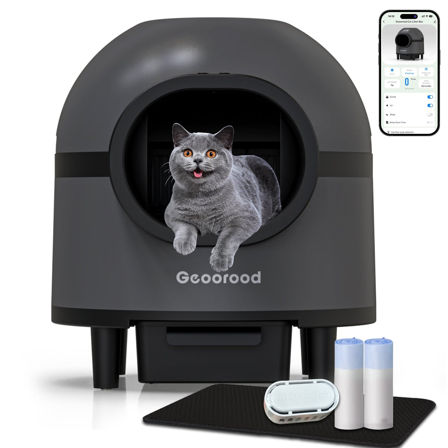 PET CAT LITTER BOX WITH APP CONTROL