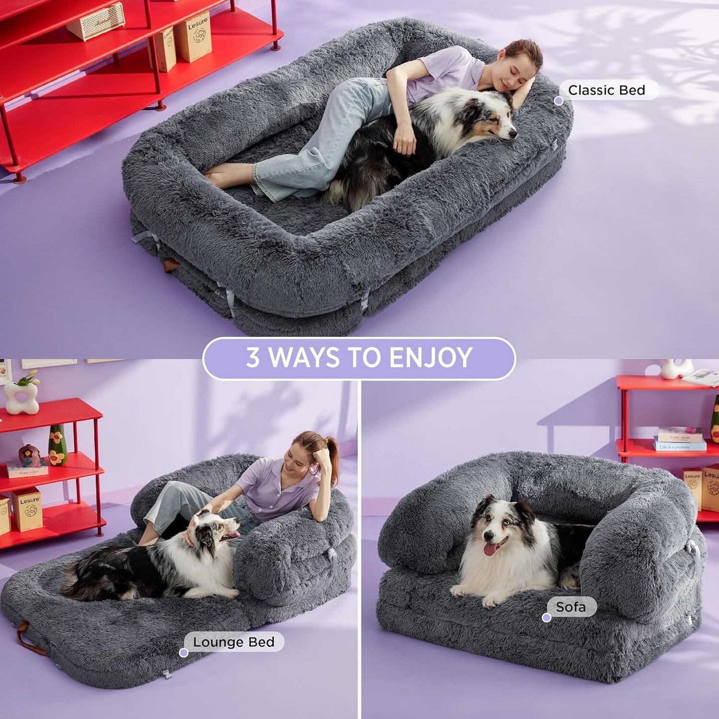 Oppetz 3 in 1 Foldable Human Dog Bed