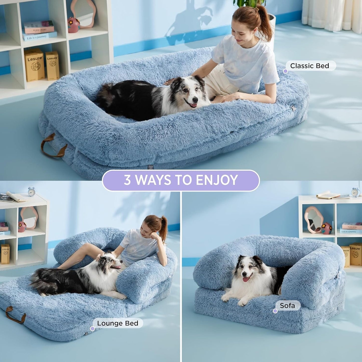 Oppetz 3 in 1 Foldable Human Dog Bed