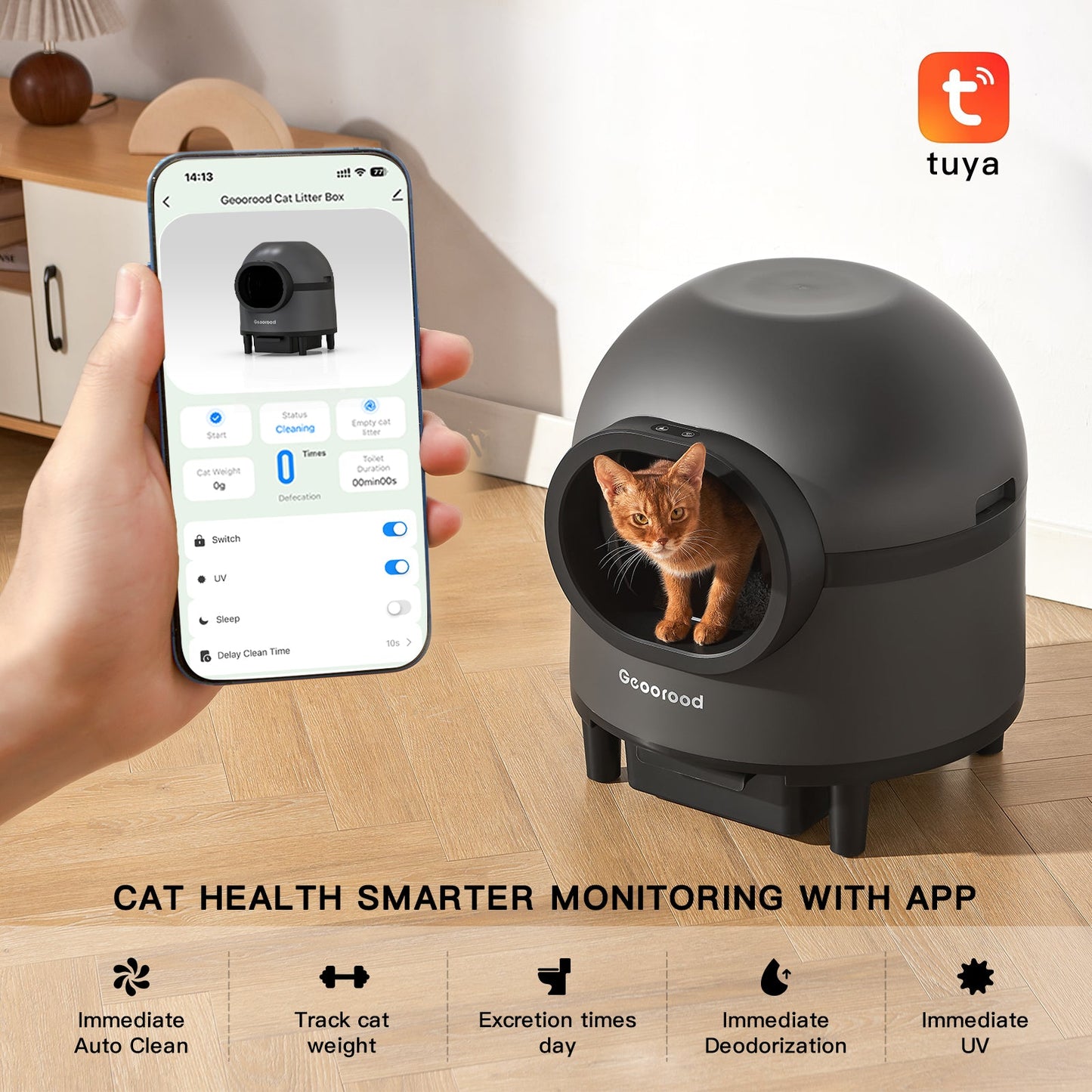 PET CAT LITTER BOX WITH APP CONTROL