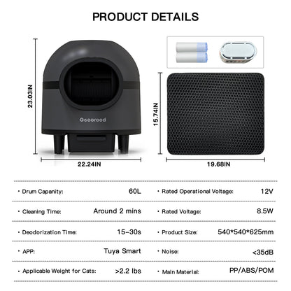 PET CAT LITTER BOX WITH APP CONTROL