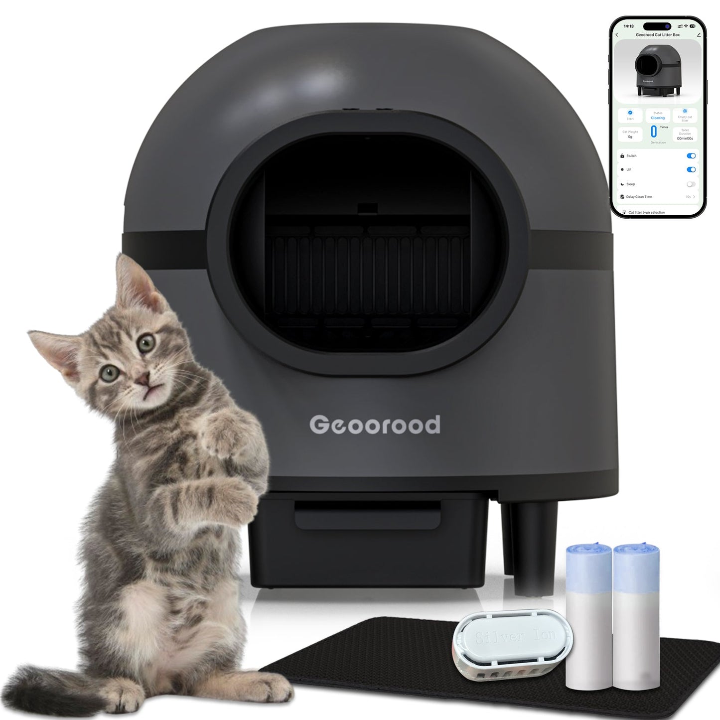 PET CAT LITTER BOX WITH APP CONTROL